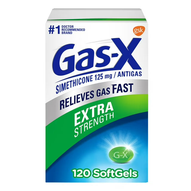 Gas-X 가스엑스 시메티콘 125mg 배에 가스 복부팽만 완화 소프트젤 120개입