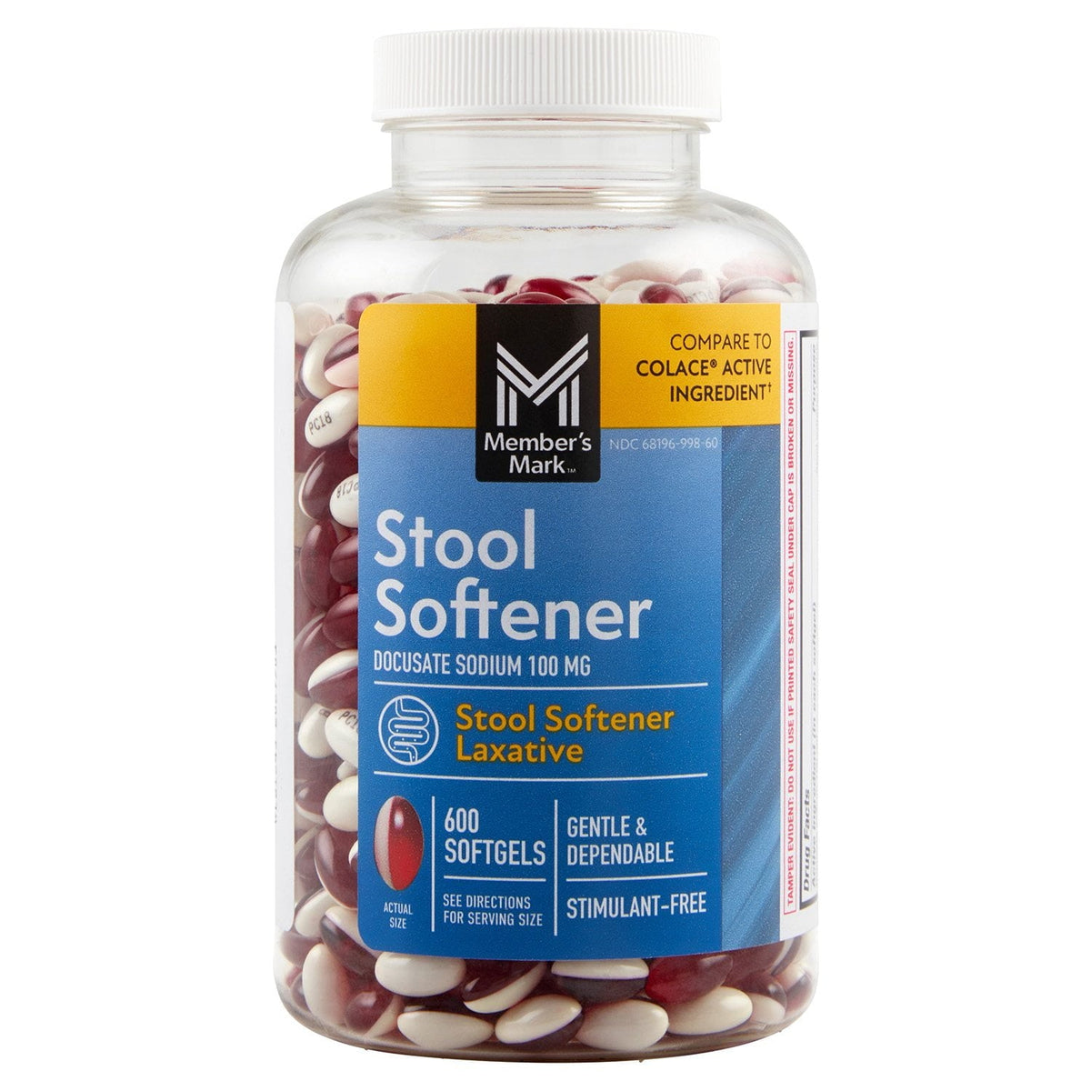 미국 직구 멤버스마크 스툴 소프너 도큐세이트나트륨 100mg 600정 변 연화제