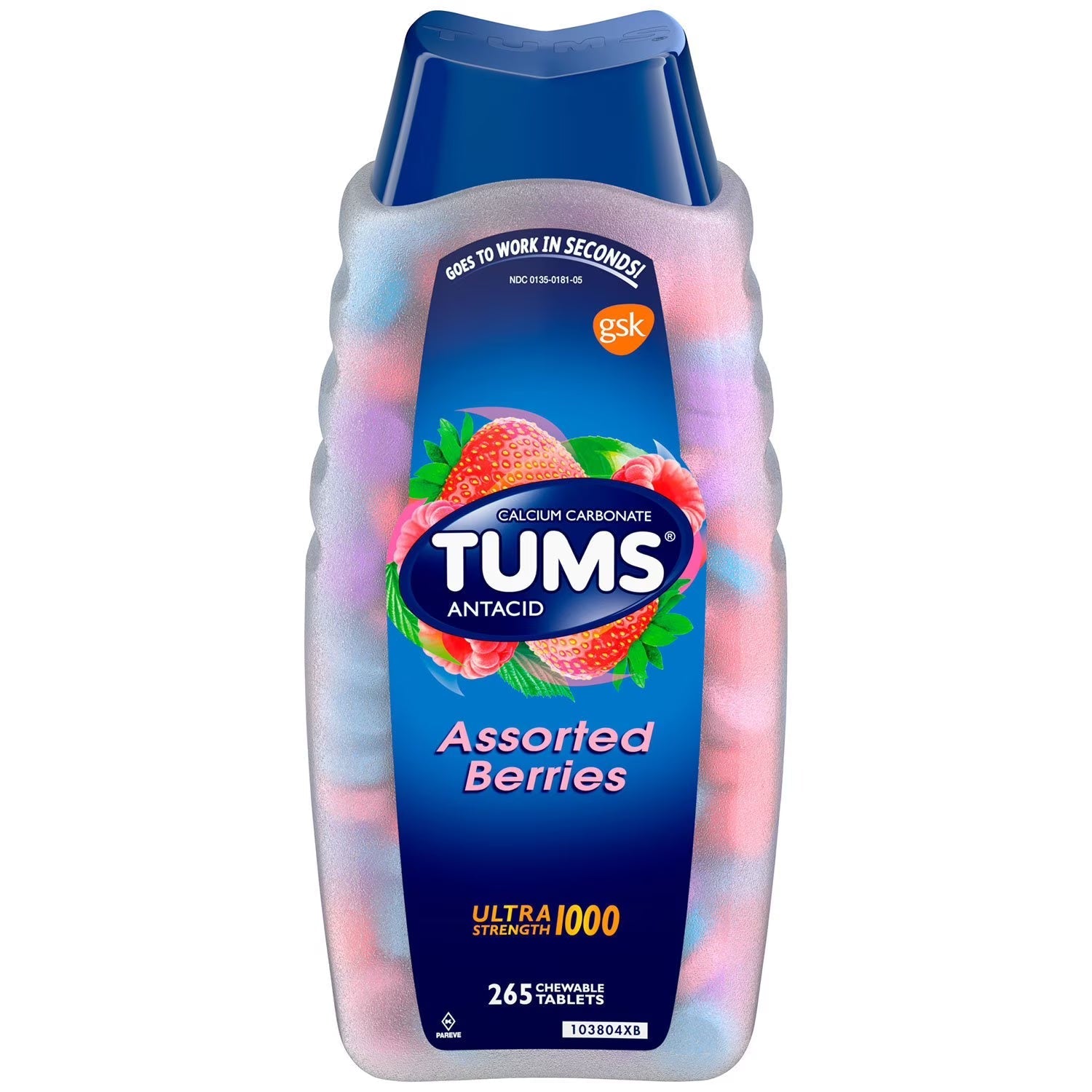 TUMS 텀스 울트라 스트렝스 탄산칼슘 1000mg 속쓰림 제산제 베리맛 265정