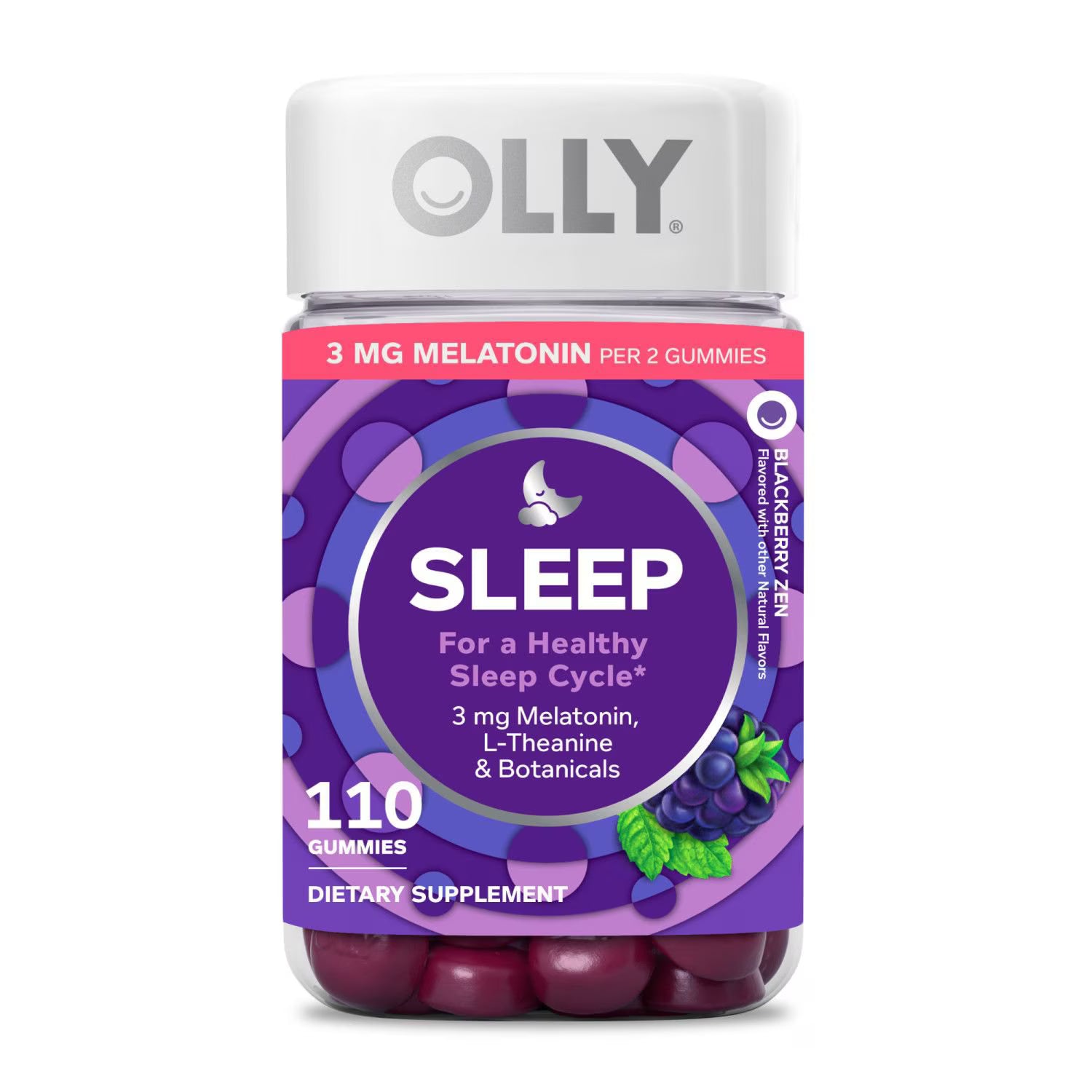 OLLY 올리 멜라토닌 젤리 3mg Restful Sleep Gummies 블랙베리 110개입