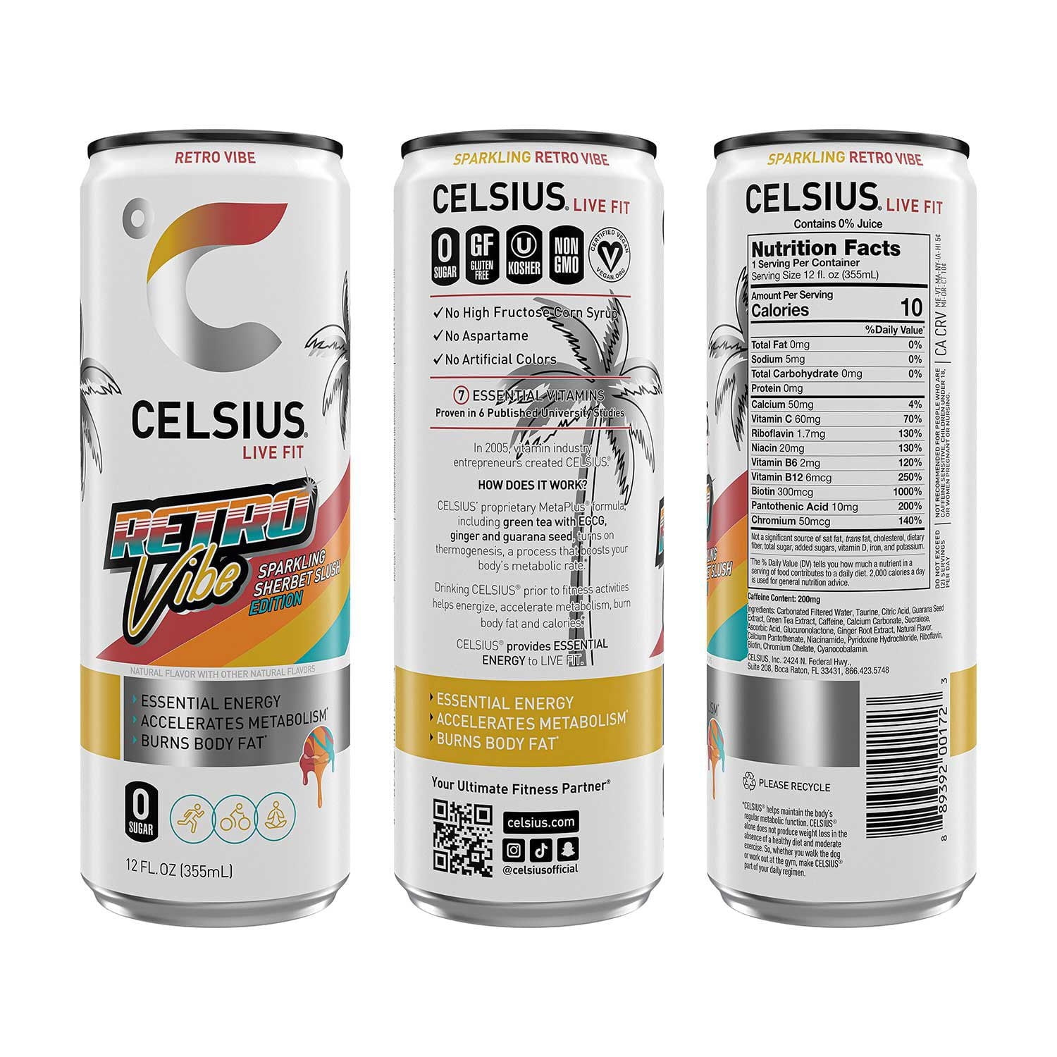 셀시우스 라이브 핏 스파클링 바이브 버라이어티 12 fl. oz × 18 – 운동용 스파클링 에너지