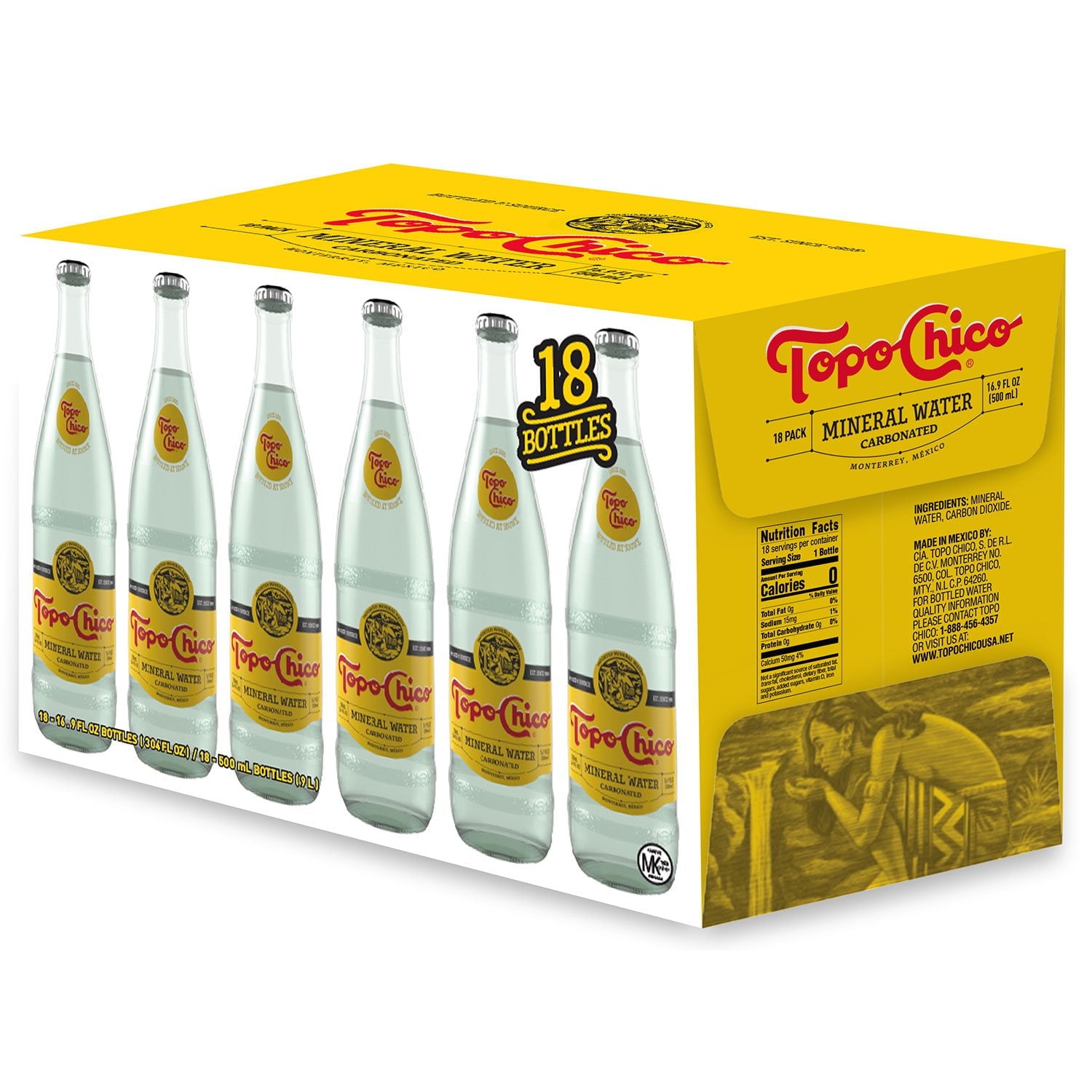 토포 치코 스파클링 미네랄 워터 16.9 fl. oz × 18 – 강한 탄산감의 천연 미네랄 탄산수