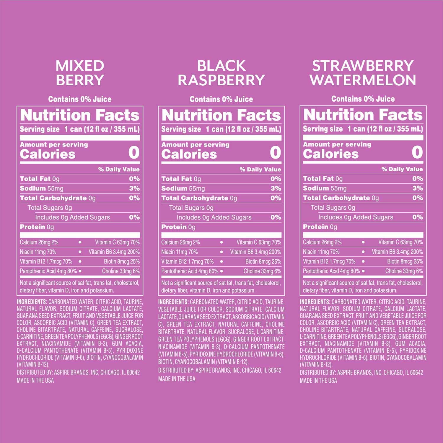 어스파이어 헬시 에너지 드링크 버라이어티 12 fl. oz × 15 – 천연 카페인 에너지