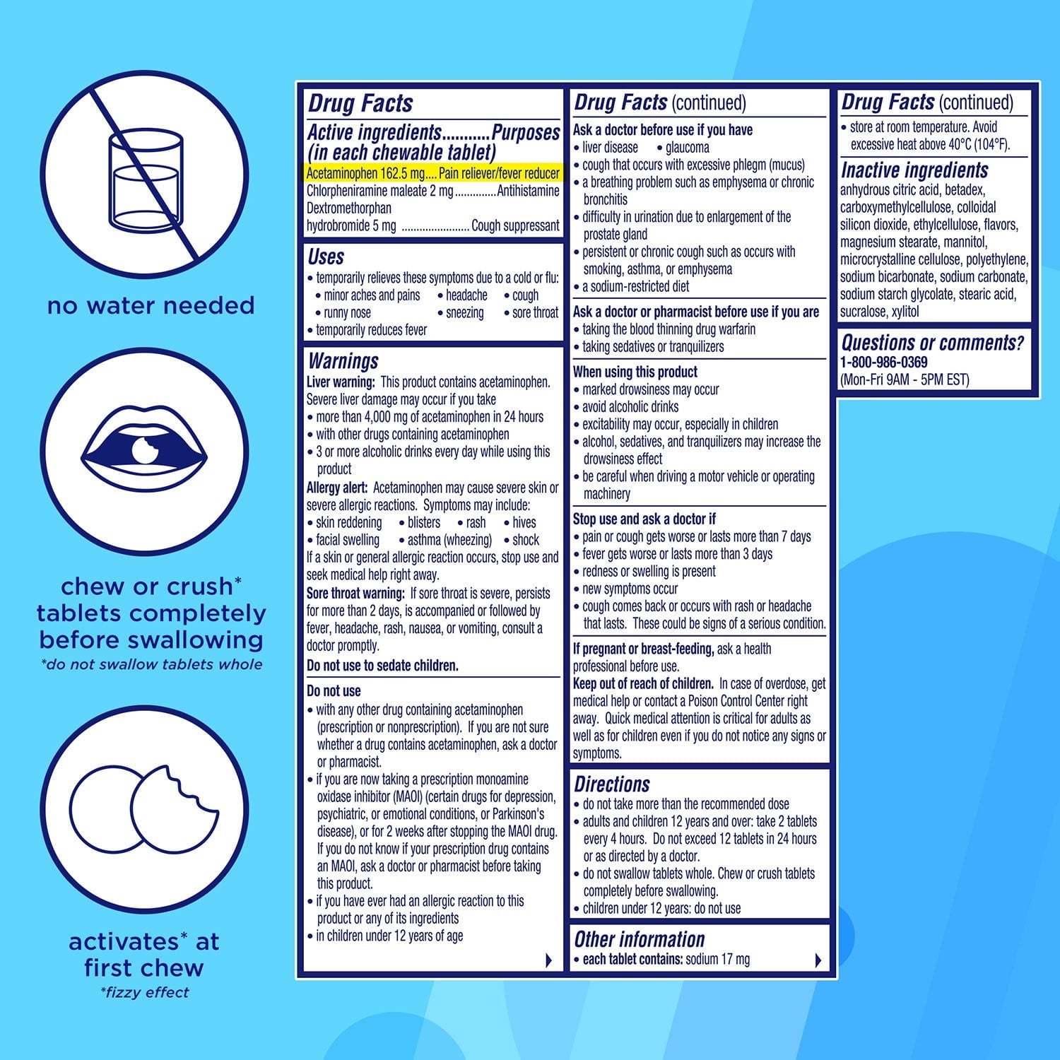 알카셀처 플러스 콜드&플루 피지치ュー 오렌지 48정 — 씹어먹는 감기·몸살 완화제