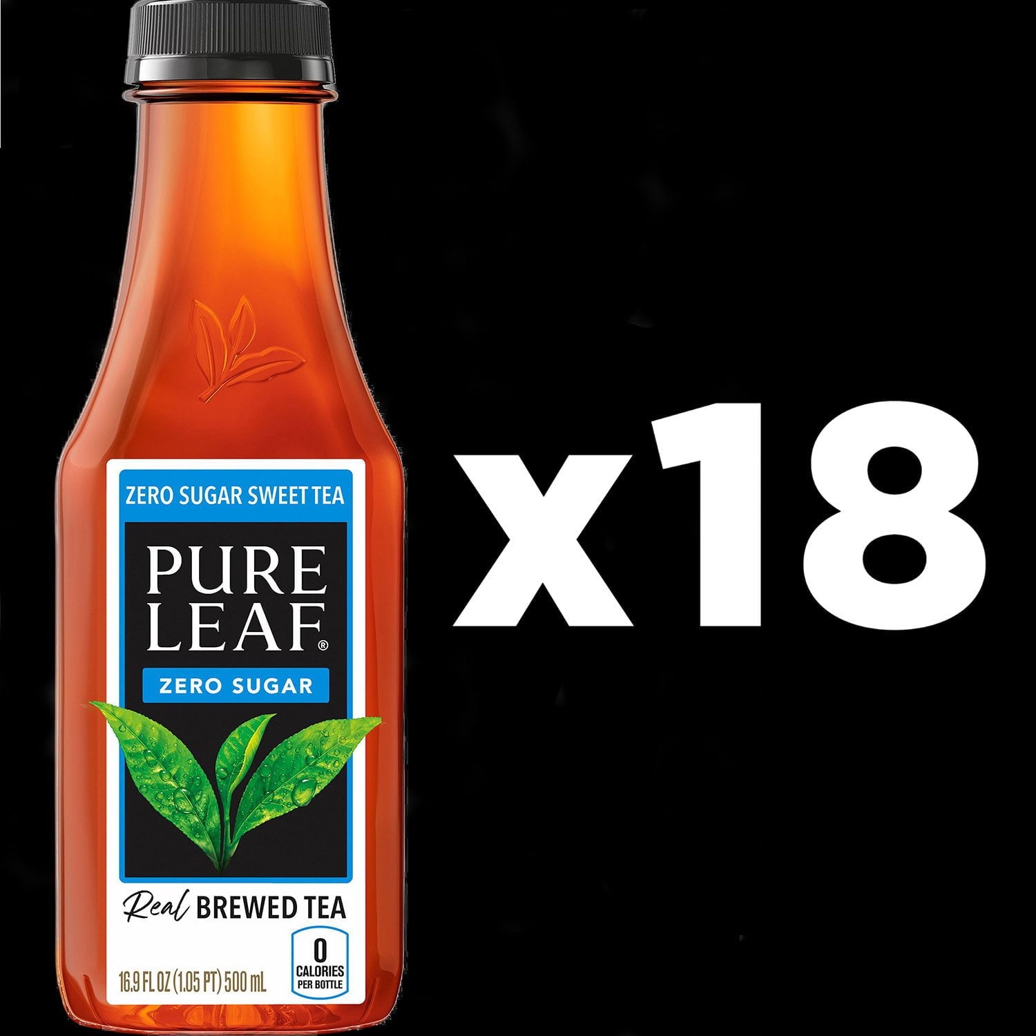 퓨어리프 제로슈가 스위트 티 16.9 fl oz × 18 pk – 무설탕 리얼브루 스위트티