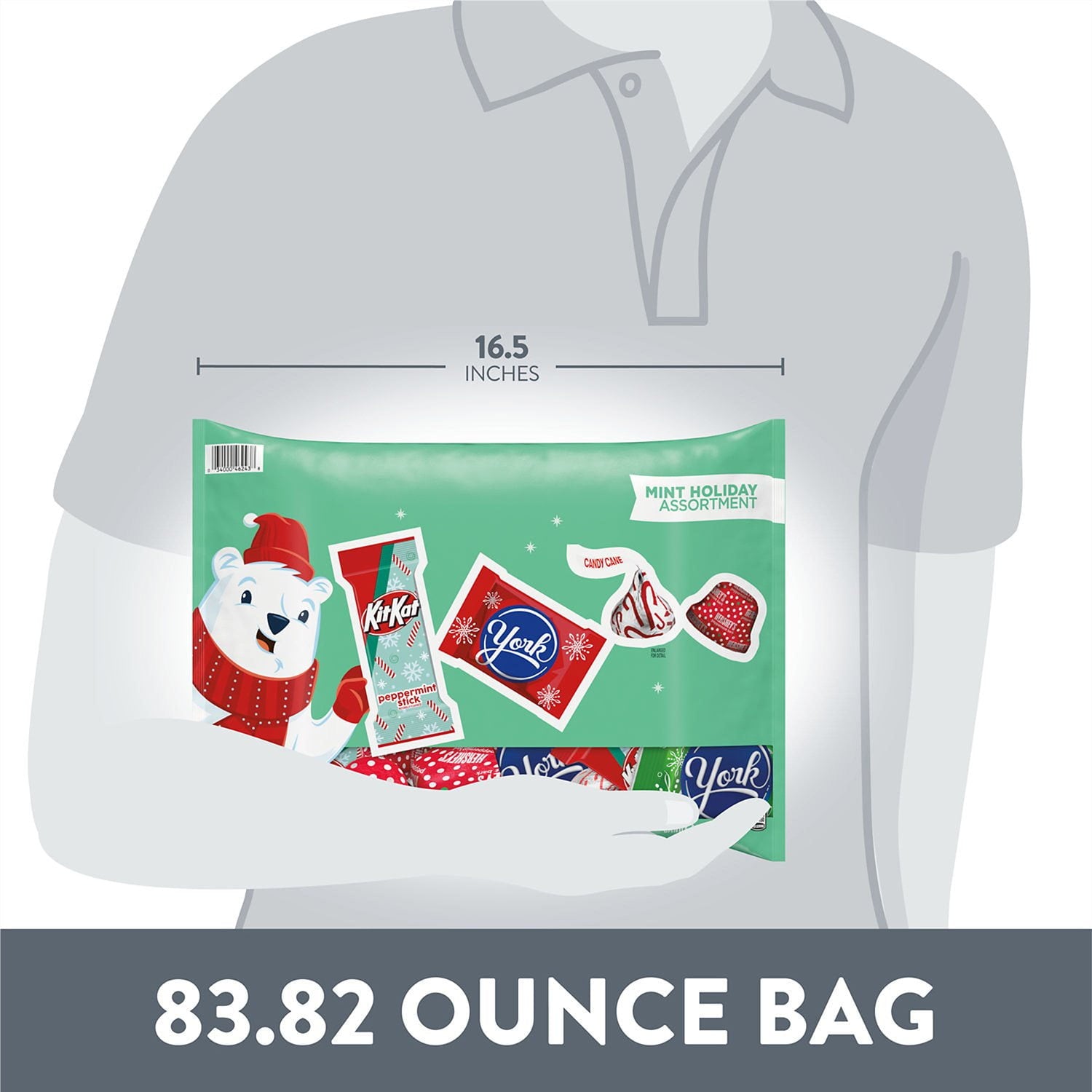 허쉬(HERSHEY'S) 민트 맛 크리스마스 초콜릿 어소티드 83.82oz — 홀리데이 민트 초콜릿 믹스