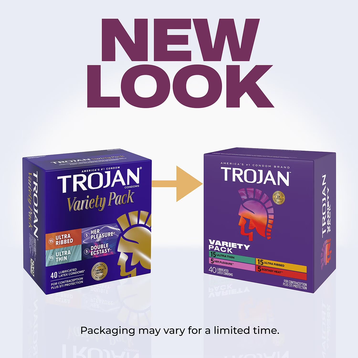 트로잔 Trojan 버라이어티 팩 윤활 라텍스 콘돔 40개입 – 울트라 씬·울트라 리브드·허 플레저·더블 엑스터시
