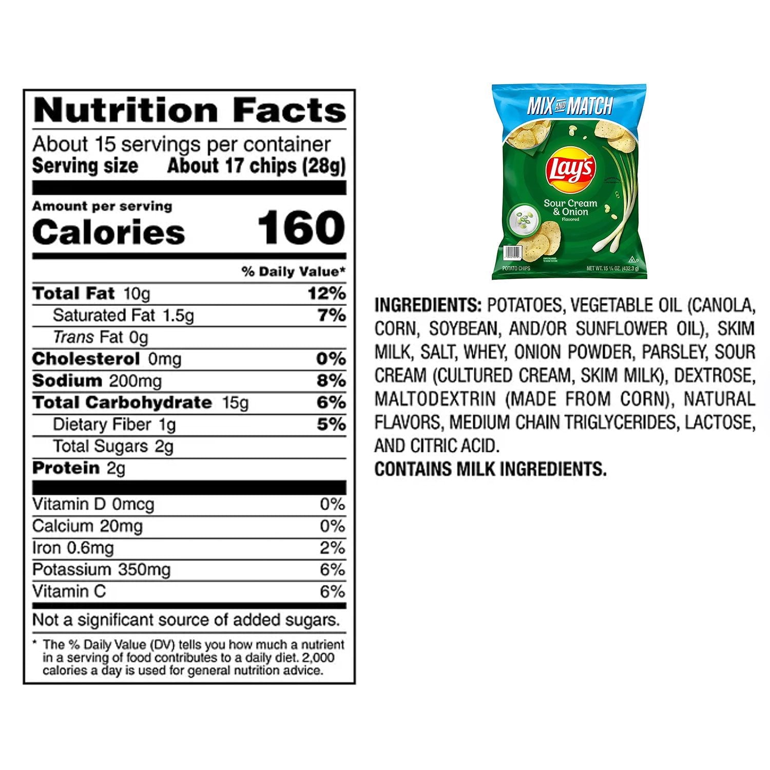 레이스 사워크림 & 어니언 포테이토칩 15.25oz