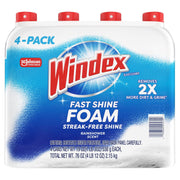 윈덱스 패스트샤인 폼 유리 클리너 19oz × 4 — 흐르지 않는 폼 타입, 강력 세정