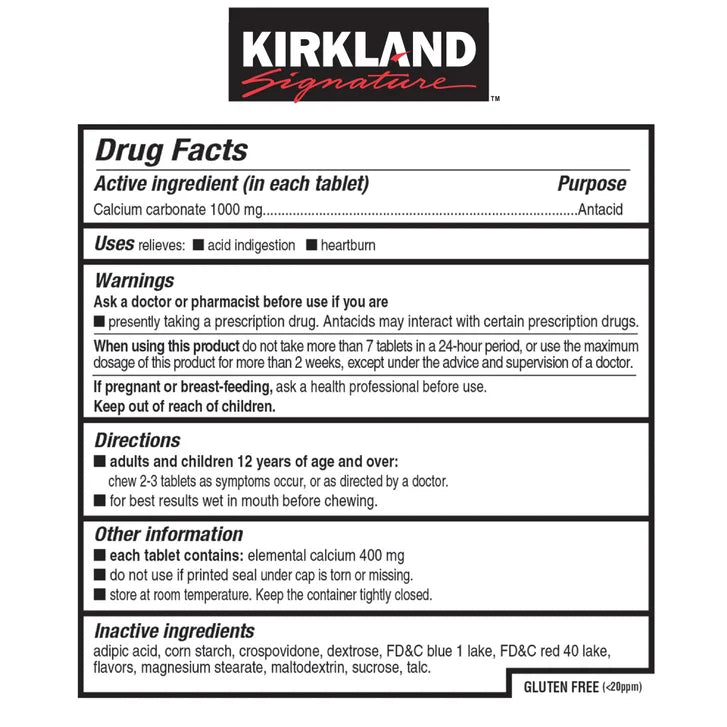 커클랜드 안티애시드 울트라 1000mg 530정 — 강력 제산제