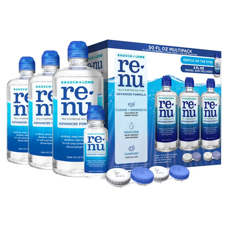 레뉴 어드밴스드 포뮬라 멀티퍼포즈 솔루션 50 oz – 콘택트렌즈 세척·보존·살균