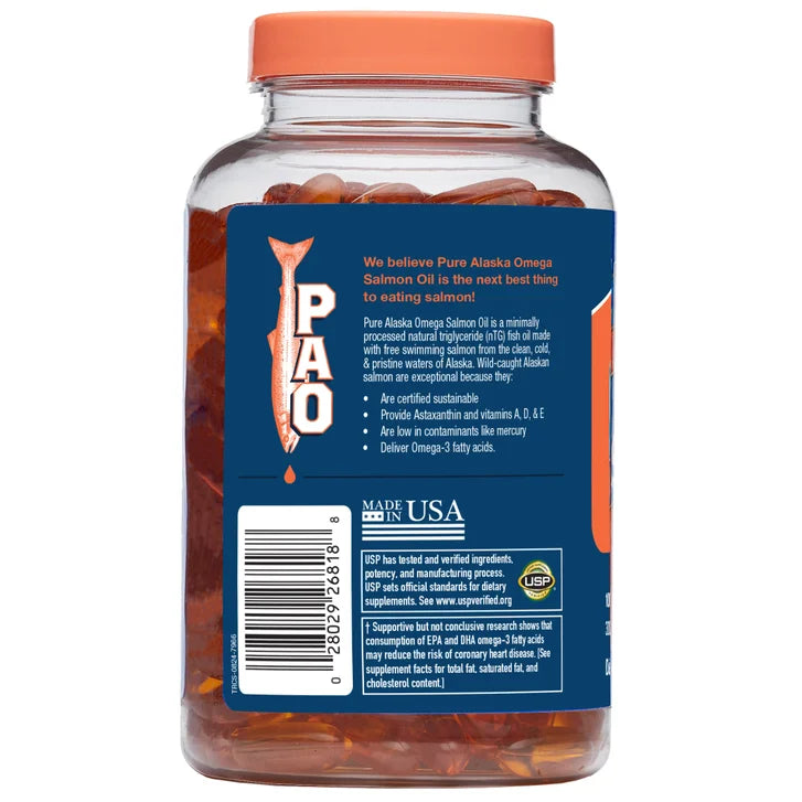 퓨어 알래스카 오메가 와일드 연어 오일 1000mg – 심장·관절·항산화, 210소프트젤