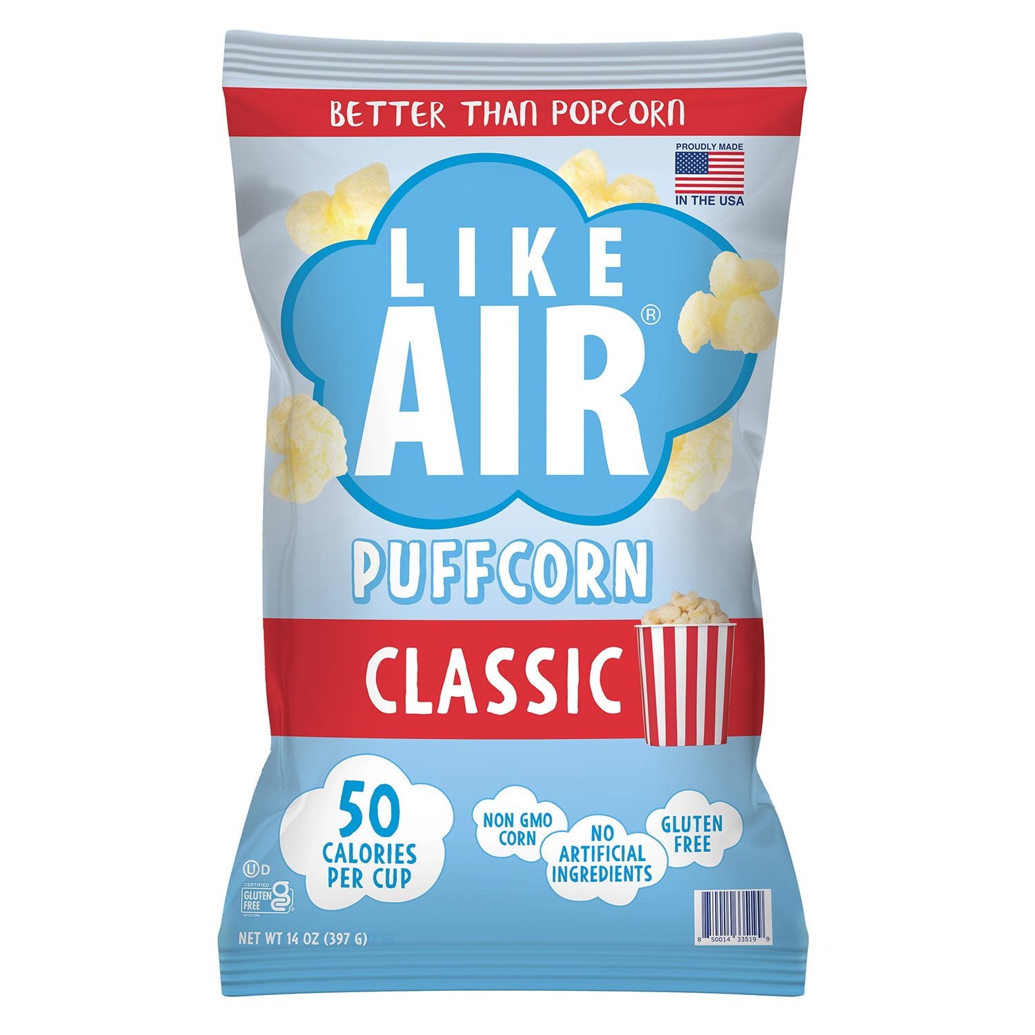 라이크 에어 클래식 퍼프콘 – 가볍고 바삭한 팝콘 스낵, 14oz