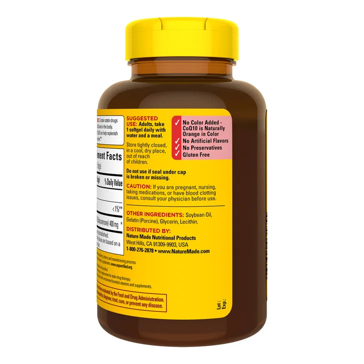 네이처메이드 코큐텐 400mg – 심장 에너지·항산화 강화, 90소프트젤