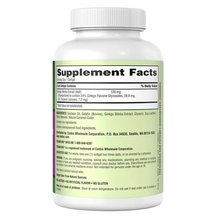 트루네이처 은행잎 진코 빌로바 – 기억력·혈류·뇌 건강 지원, 340소프트젤