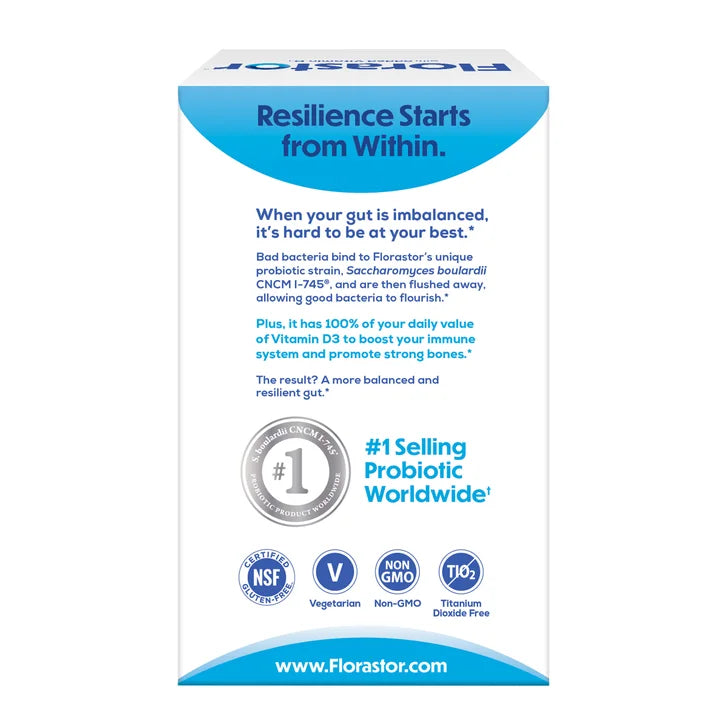 플로라스터 데일리 프로바이오틱 + 비타민D3 – 장 건강·면역 지원, 120캡슐
