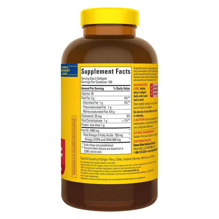 네이처메이드 피쉬오일 1200mg – 오메가3·심혈관·뇌 건강, 300소프트젤