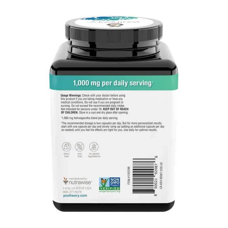 유세어리 아슈와간다 1000mg – 스트레스·수면·긴장완화 포뮬라, 180캡슐