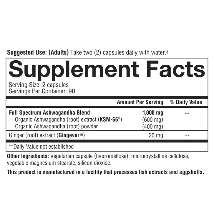 유세어리 아슈와간다 1000mg – 스트레스·수면·긴장완화 포뮬라, 180캡슐