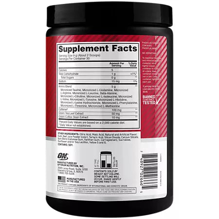 옵티멈 뉴트리션 에센셜 아미노 에너지 프룻 퓨전 9.5 oz., 30 Servings – 아미노산 기반 에너지 믹스