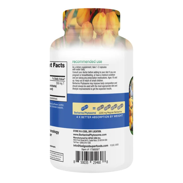 필굿 슈퍼푸드 베르베린 파이토좀 – 혈당·대사 건강·지방관리 고흡수 포뮬라, 120캡슐