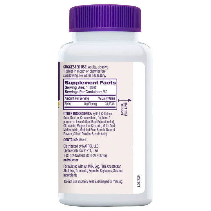 내트롤 비오틴 10,000mcg 패스트디졸브 – 모발·피부·에너지 대사, 250정