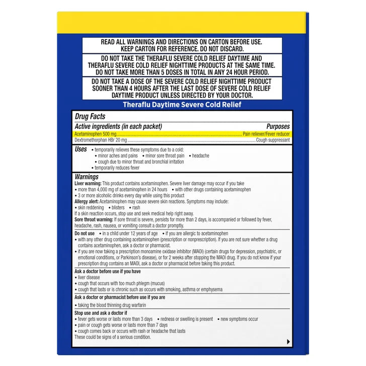 테라플루 쎄비어 콜드 파우더 24팩 — 독감·코막힘·몸살 증상 완화