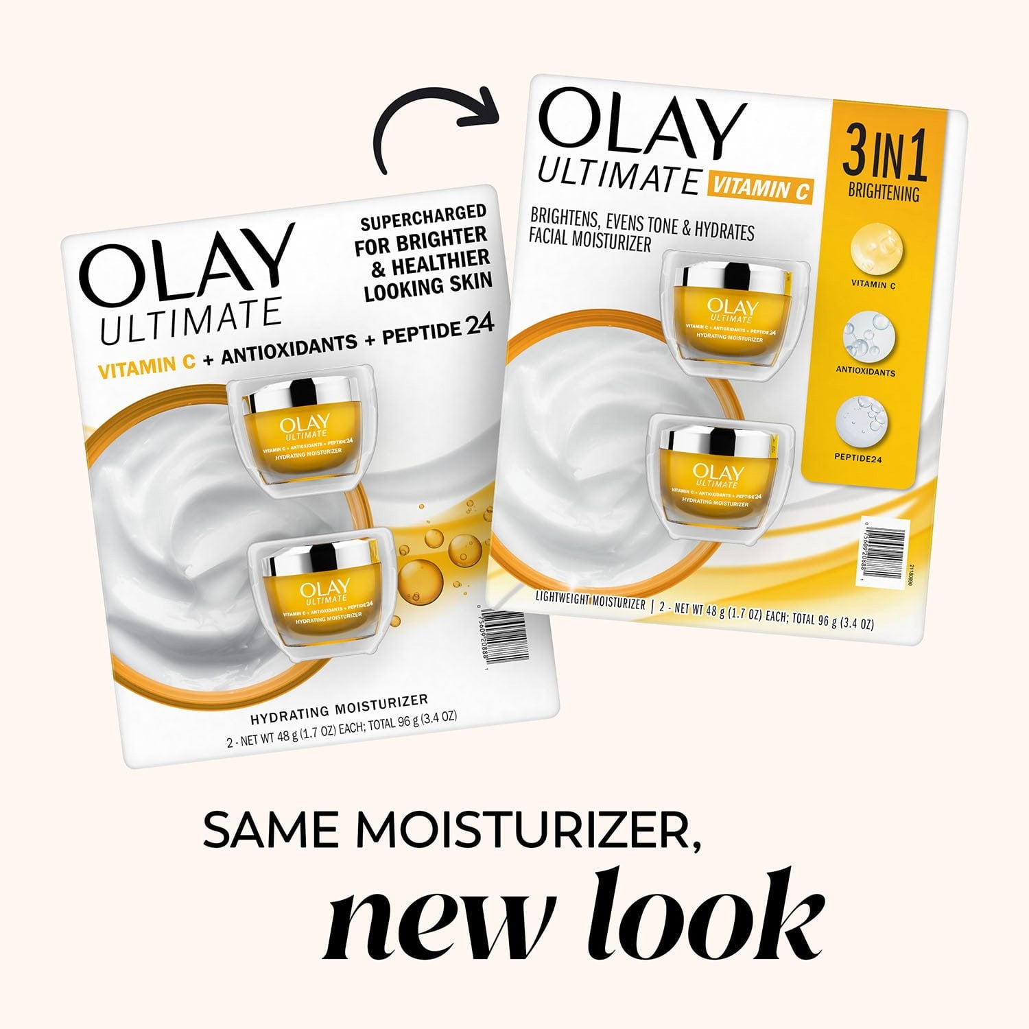 올레이 얼티밋 비타민 C 수분 크림 1.7 oz × 2 – 톤 개선·보습 케어