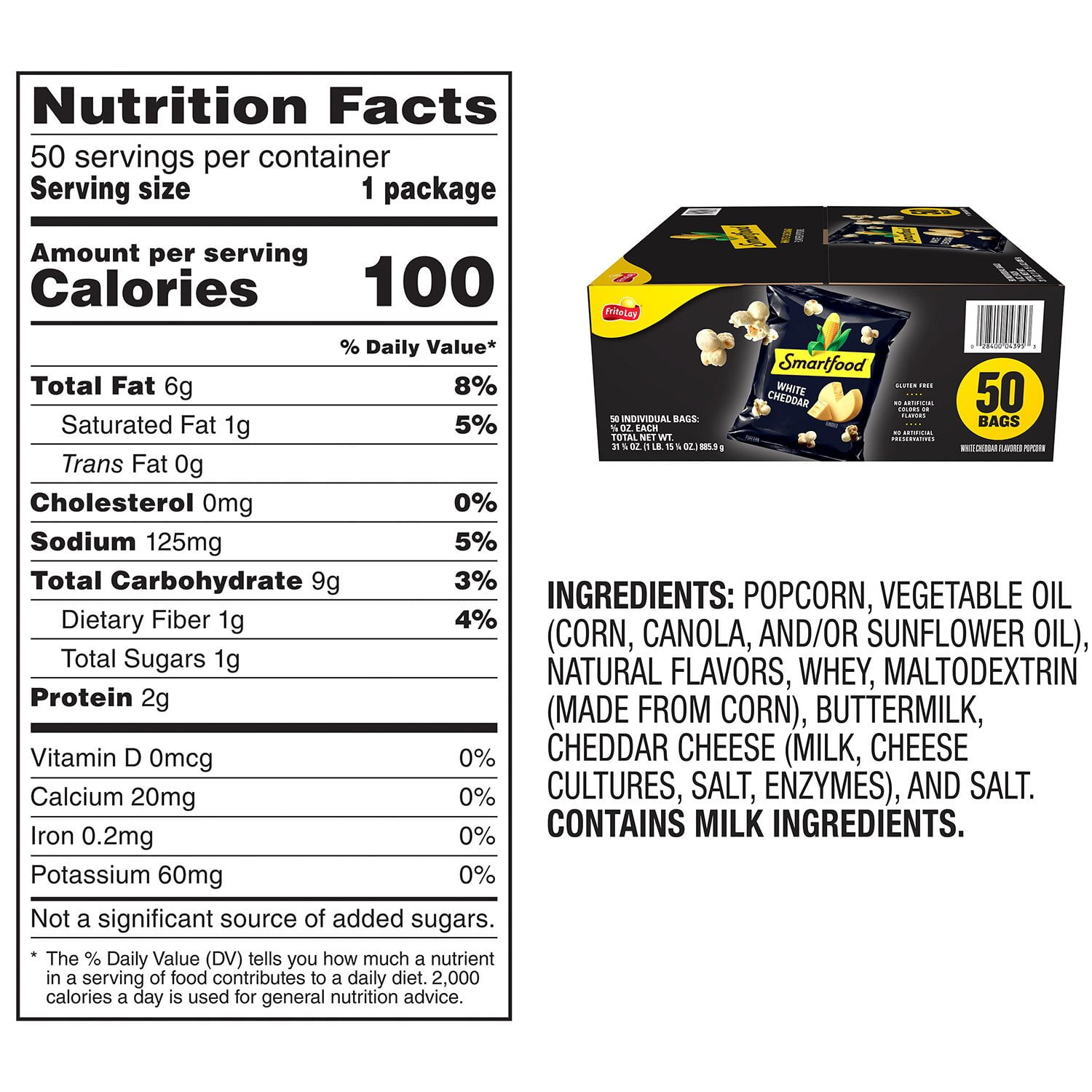 스마트푸드 화이트체다 미니팩 – 0.625oz x 50팩