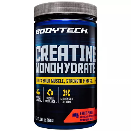 BodyTech Creatine Monohydrate Powder – Micronized – Fruit Punch (16.5 oz./78 Servings)