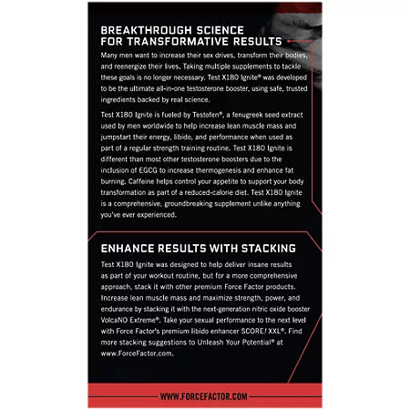 포스팩터 테스트 X180 이그나이트 남성 체지방·에너지·파워 동시 강화 테스토스테론 부스터 120캡슐