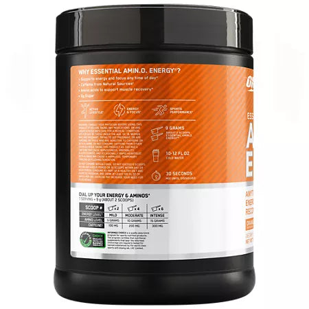 옵티멈 뉴트리션 에센셜 아미노 에너지 오렌지 쿨러 1.29lb 65서빙 – 아미노산과 에너지 보충 포뮬러