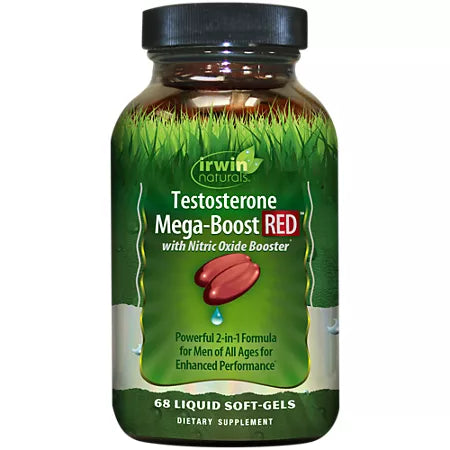 어윈 내추럴스 테스토스테론 메가부스트 레드 68 리퀴드 소프트젤 – 산화질소와 퍼포먼스를 고려한 남성 서포트