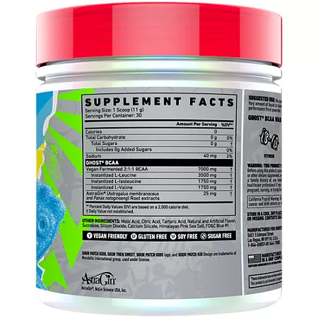 고스트 BCAA 사워 패치 키즈 블루 라즈베리 11.6oz 30회분