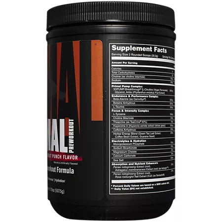 애니멀 프라이멀 종합 프리워크아웃 후르츠 펀치 17.9oz 25회분