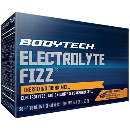 바디텍 전해질 피즈 오렌지 망고 30 싱글 서빙 – 수분·에너지·지구력 관리용 발포 믹스