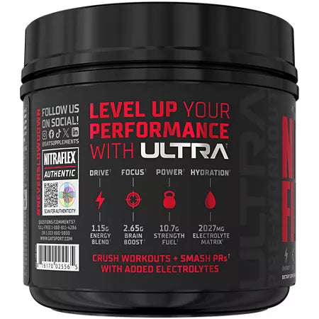 GAT 스포츠 니트라 플렉스 울트라 프리워크아웃 스트로베리 워터멜론 21.6oz 30회분