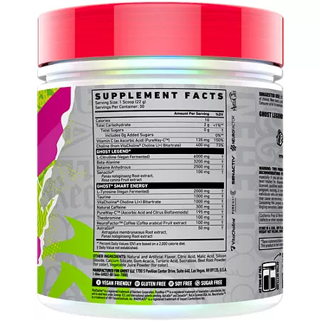 고스트 레전드 V4 프리워크아웃 워헤즈 사워 워터멜론 23.3oz 30회분
