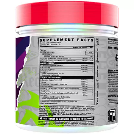 고스트 레전드 V4 프리워크아웃 웰치스 그레이프 22.2oz 30회분