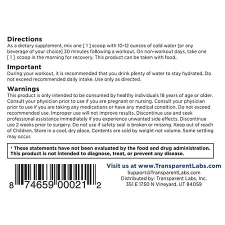Transparent Labs Creatine HMB – Blue Raspberry (0.65 lbs./30 Servings)