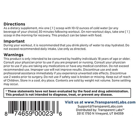 Transparent Labs Creatine HMB – Tropical Punch (0.63 lbs./30 Servings)