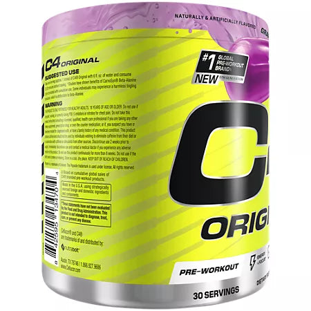 셀루코어 C4 오리지널 프리워크아웃 팝시클 그레이프 8.7oz 30회분