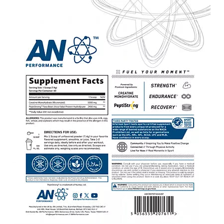 AN PERFORMANCE Creatine + Peptide - Unflavored (15.66 Oz./ 60 Servings)