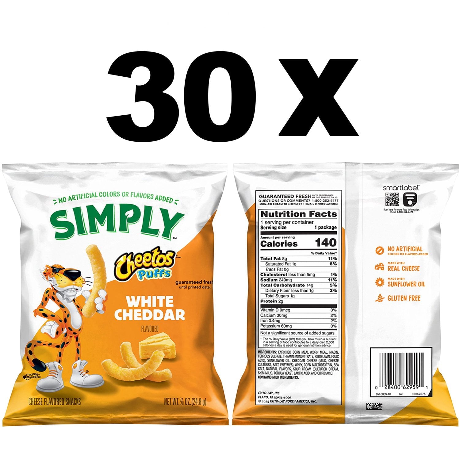 심플리 치토스 화이트 체다 퍼프스 0.87oz × 30팩