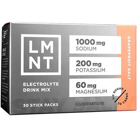 LMNT 제로슈거 전해질 드링크 믹스 자몽 솔트 30 스틱 – 무설탕 전해질 파우더