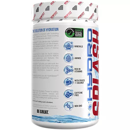 퍼펙트 스포츠 하이드로 스플래시 전해질 파우더 블루 라즈베리 11.7 oz., 45 Servings – 전해질·오스몰라이트 복합 파우더