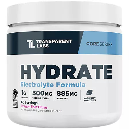 트랜스페어런트 랩스 하이드레이트 드래곤 프루트 시트러스 0.74lb 40서빙 – 전해질과 수분 보충 중심 포뮬러