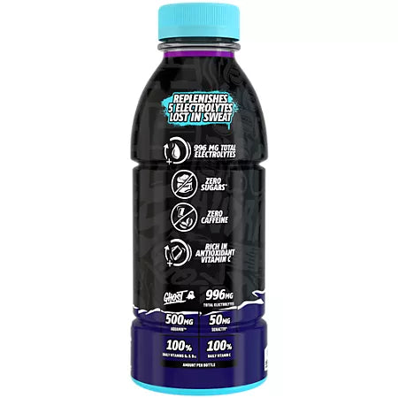 고스트 하이드레이션 드링크 웰치스 그레이프 16.9oz × 12캔 – 포도 맛 전해질 음료로 수분 보충 지원