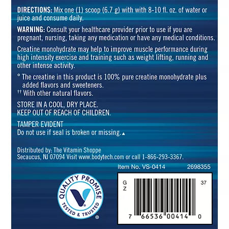 BodyTech 100% Pure Creatine Monohydrate Powder – Micronized – Arctic Blast (13 oz./55 Servings)