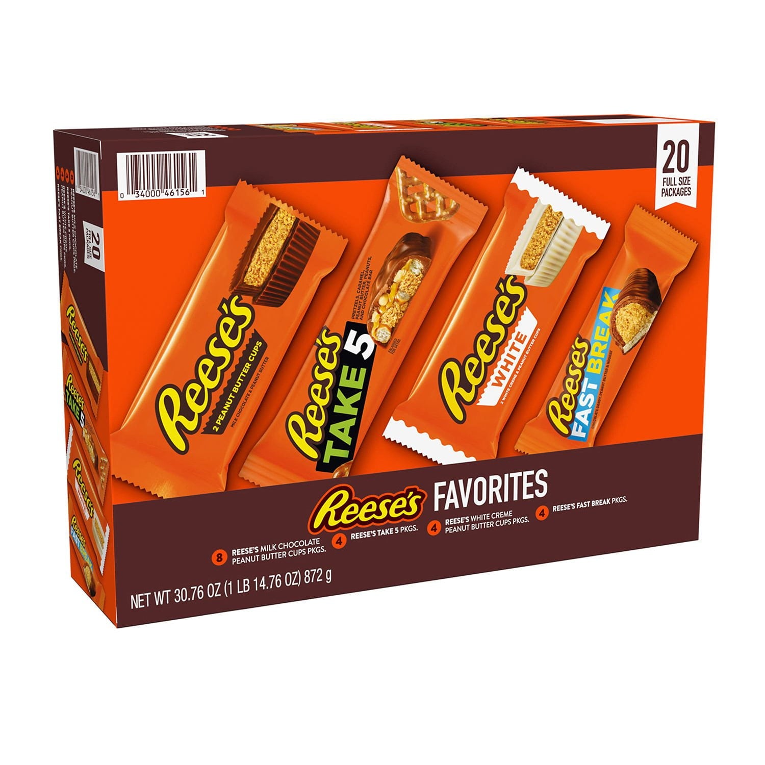 리시스(REESE'S) 피넛버터 캔디 버라이어티팩 20팩 — 미니·바이트·컵 조합팩